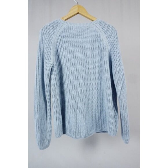 H&M Women's Sweater Light Blue Pullover Long Sleeve Chunky/Open Knit Size Medium - Picture 2 of 4